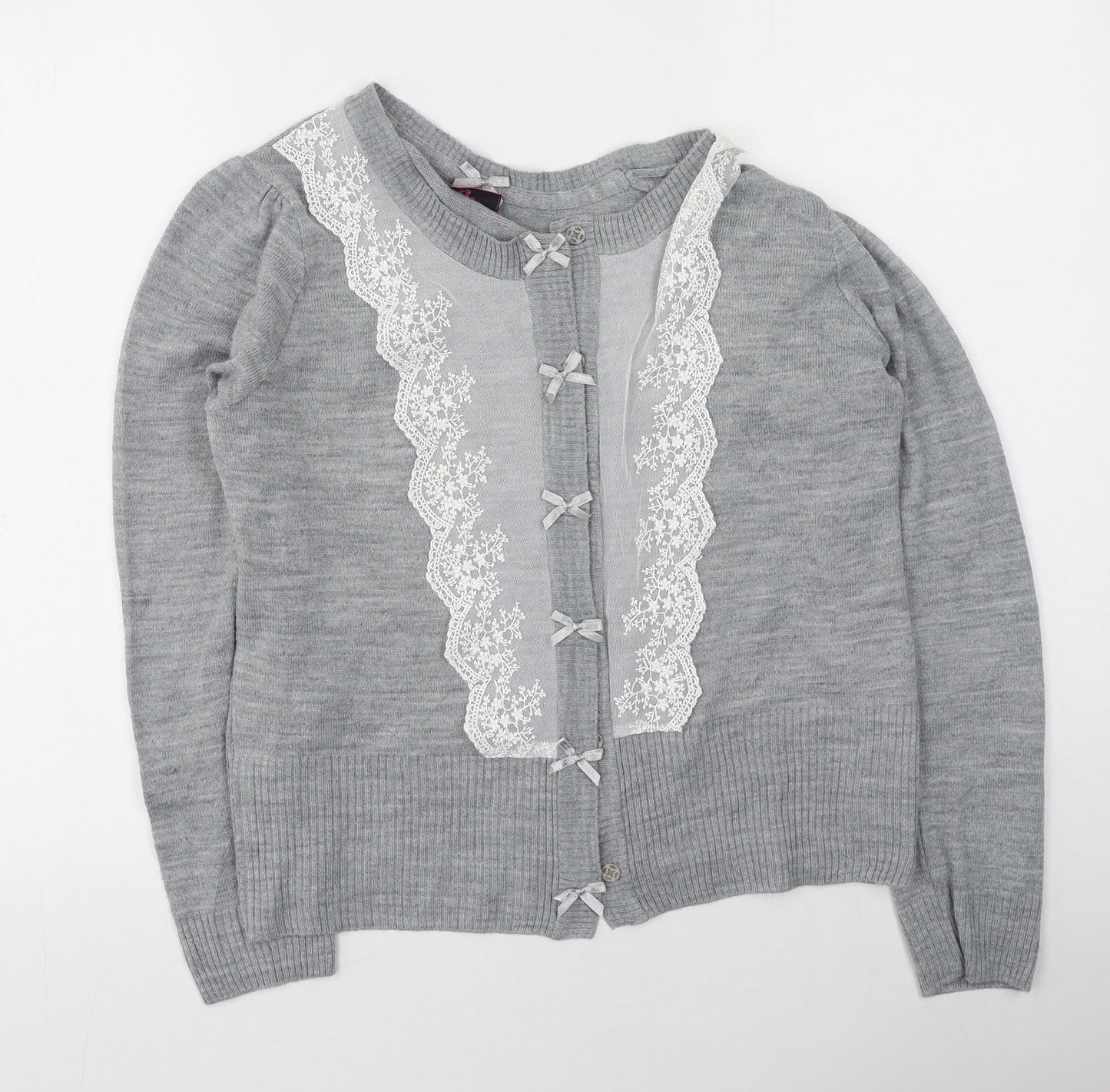 George  Womens Grey Round Neck  Acrylic Cardigan Jumper Size 16