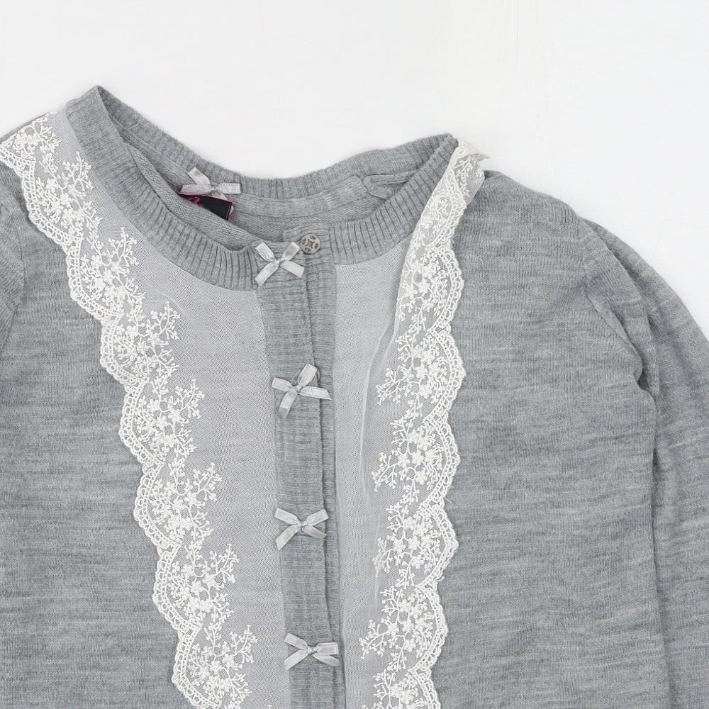 George  Womens Grey Round Neck  Acrylic Cardigan Jumper Size 16