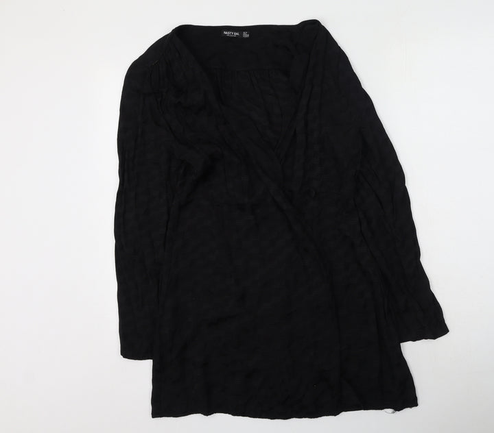 Nasty Gal Womens Black Viscose Wrap Dress Size 12 V-Neck