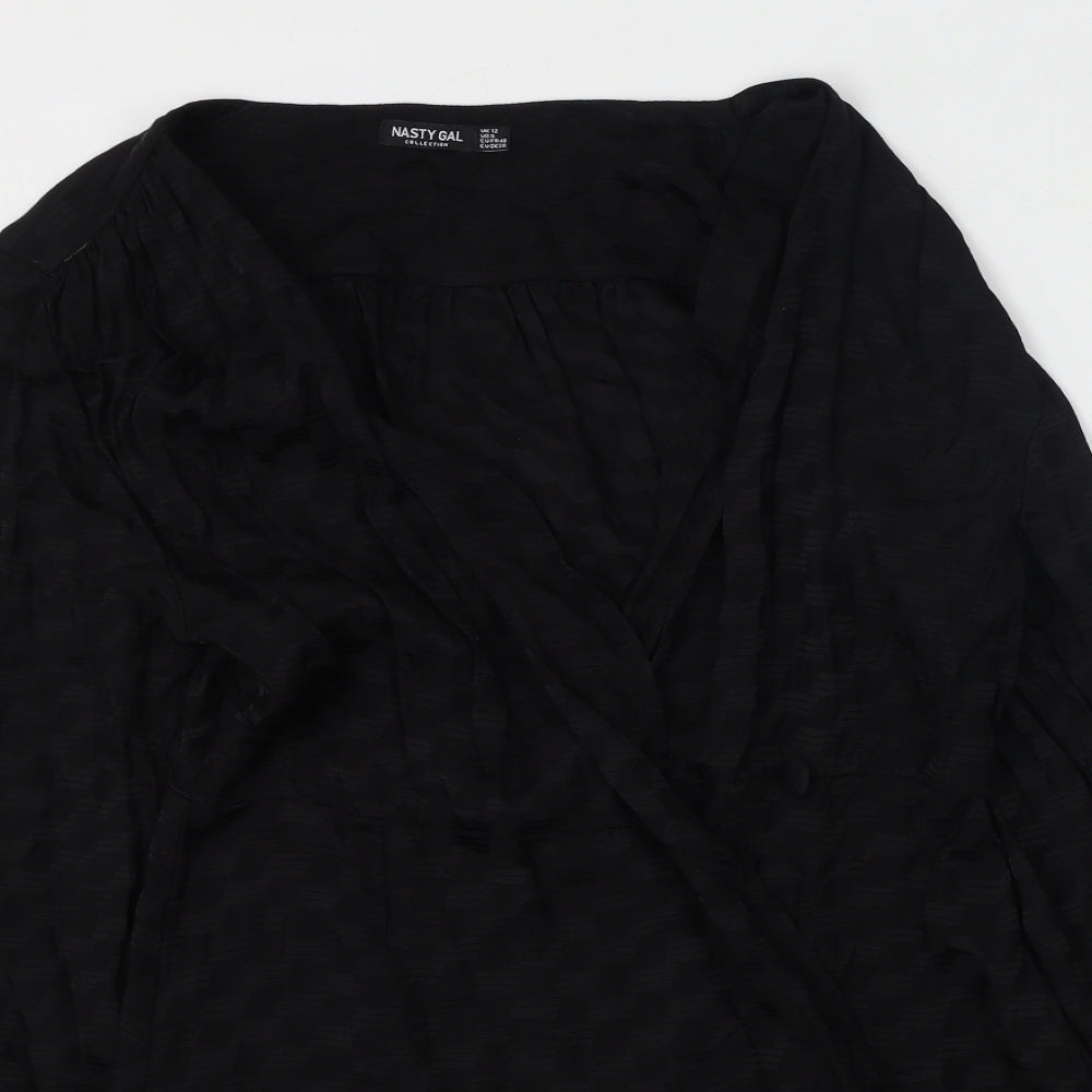 Nasty Gal Womens Black  Viscose Wrap Dress  Size 12  V-Neck