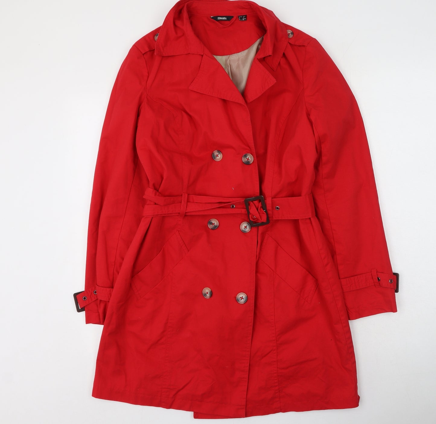 ESMARA Womens Red   Trench Coat Coat Size 14