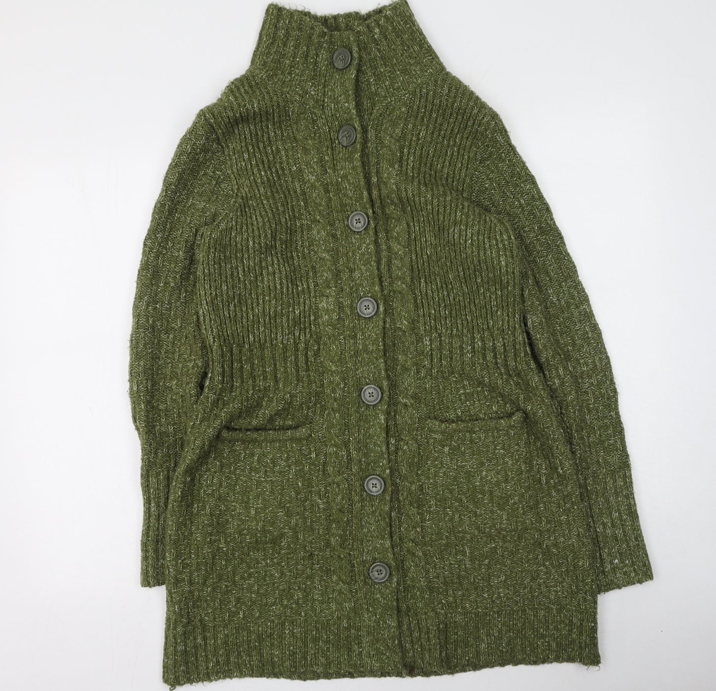 NEXT Womens Green High Neck  Acrylic Cape Jumper Size 12