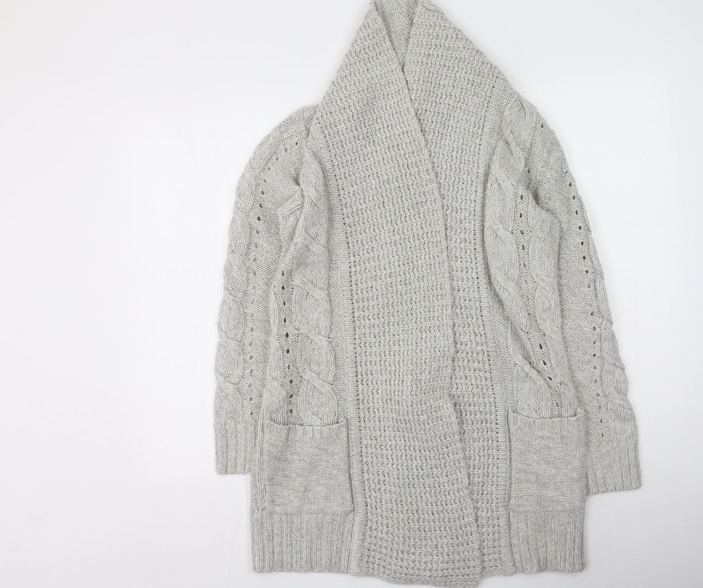 New Look Womens Grey High Neck  Acrylic Cardigan Jumper Size S