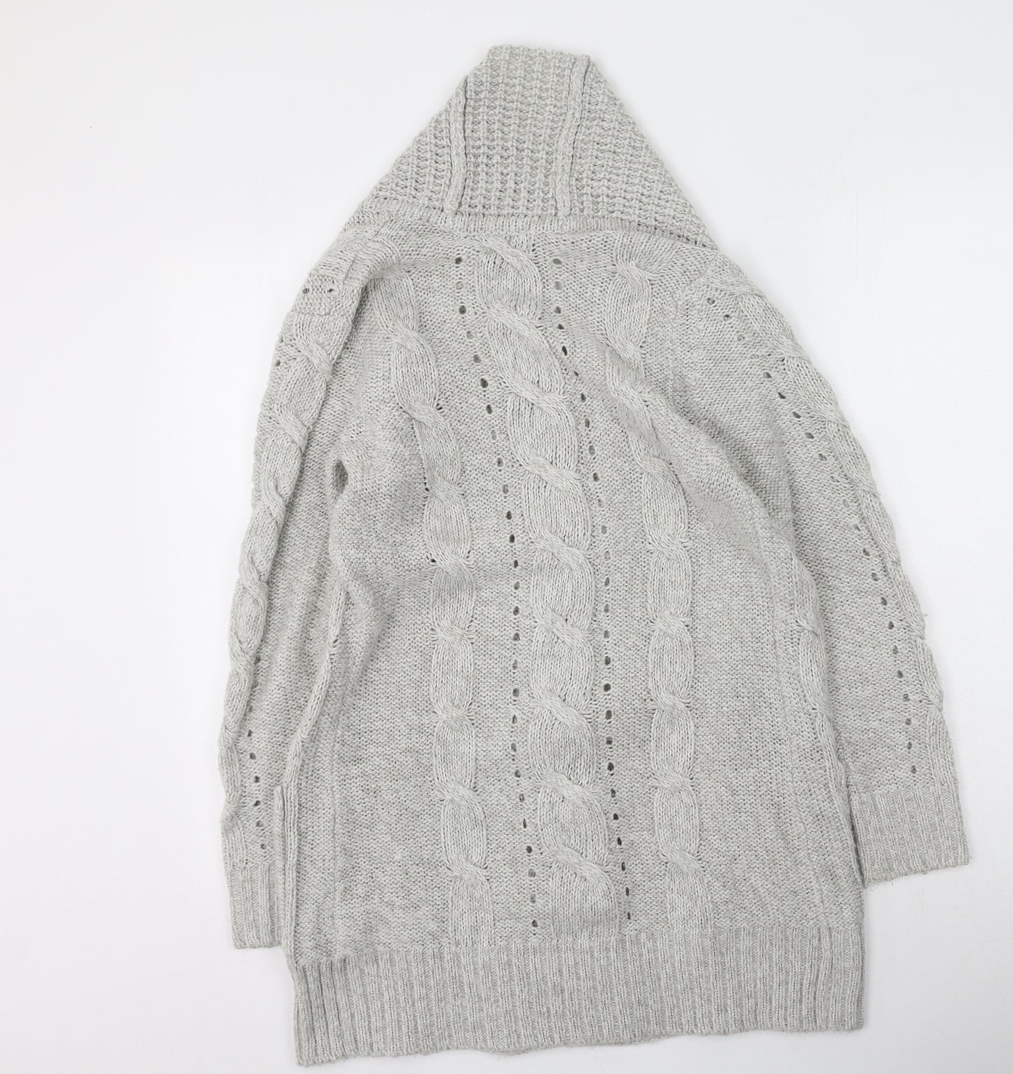 New Look Womens Grey High Neck  Acrylic Cardigan Jumper Size S