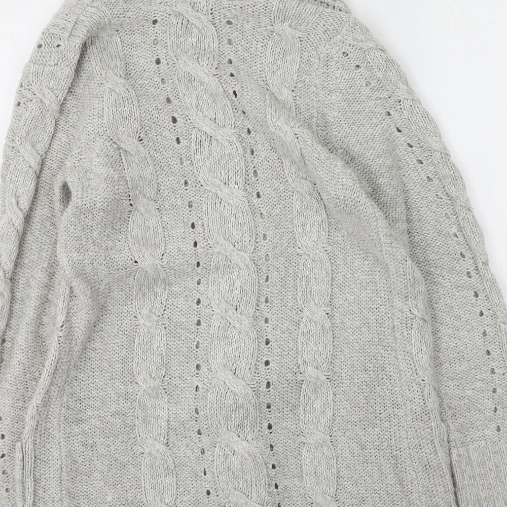 New Look Womens Grey High Neck  Acrylic Cardigan Jumper Size S