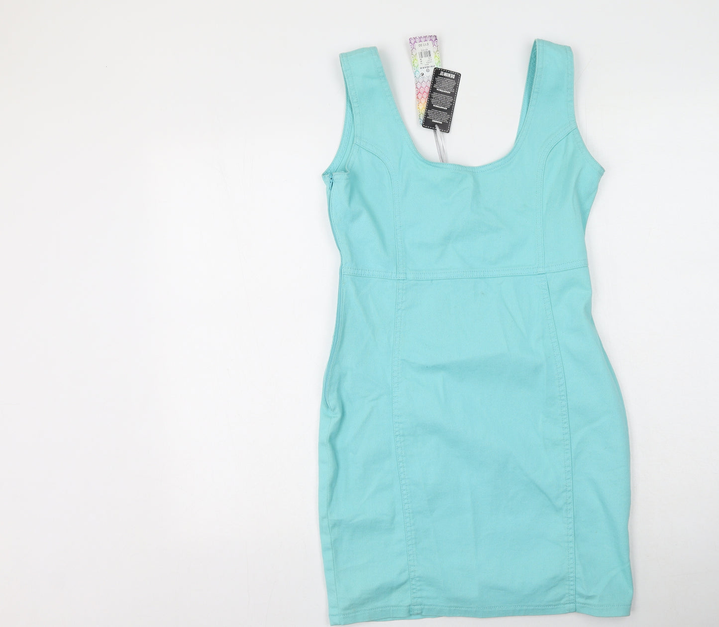 Denim & Co. Womens Blue  Cotton Bodycon  Size 12  Scoop Neck