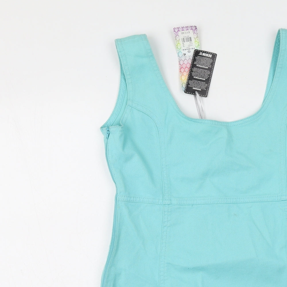 Denim & Co. Womens Blue  Cotton Bodycon  Size 12  Scoop Neck