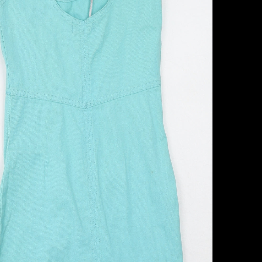 Denim & Co. Womens Blue  Cotton Bodycon  Size 12  Scoop Neck
