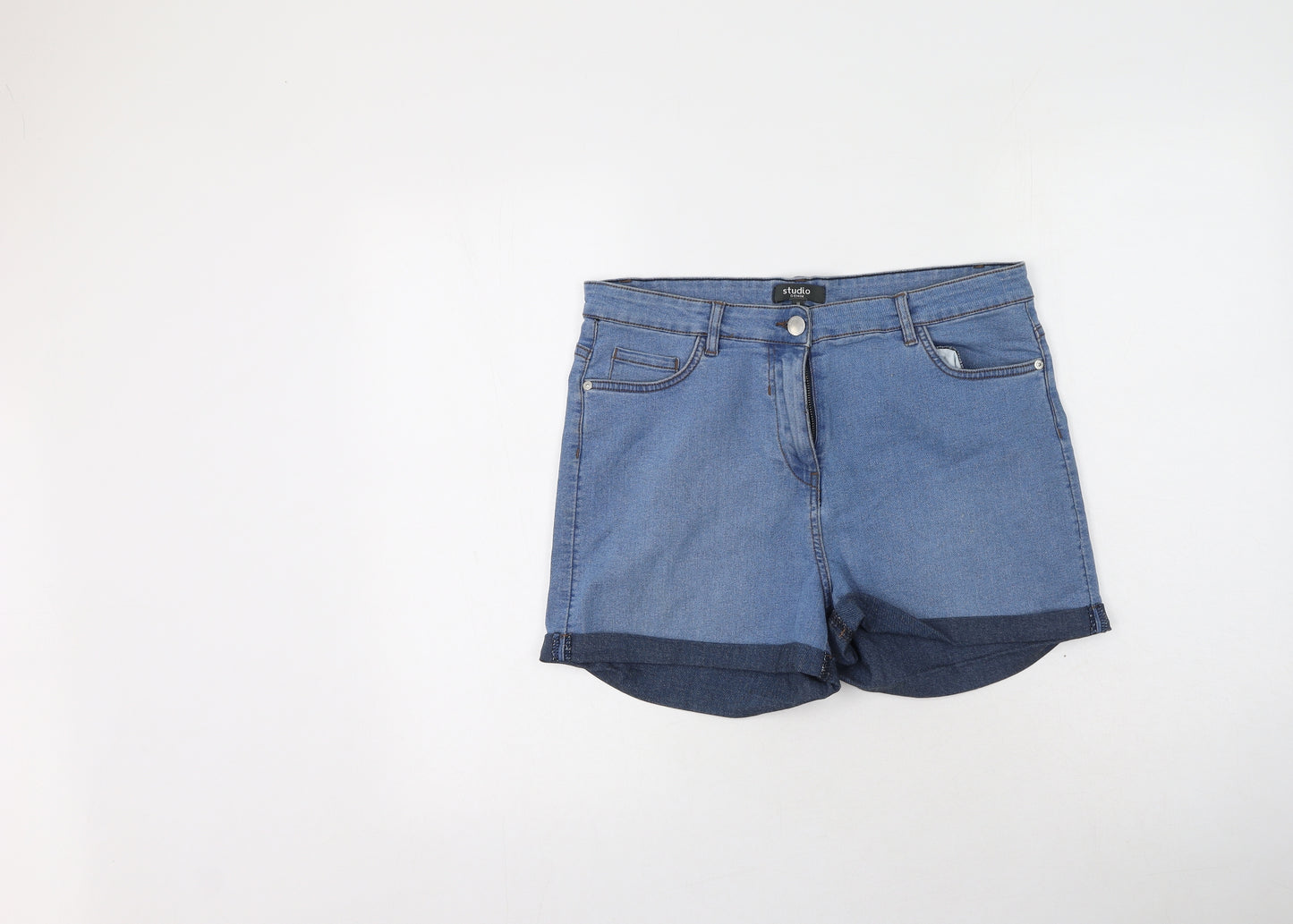 Studio Womens Blue  Cotton Mom Shorts Size 14 L5 in Regular