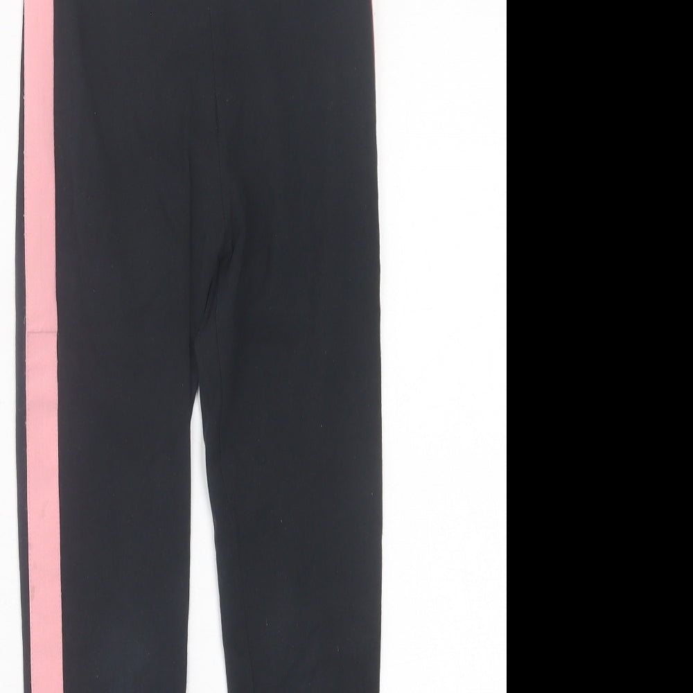 F&F Girls Black Striped Cotton Capri Trousers Size 9 Years  Regular Pullover