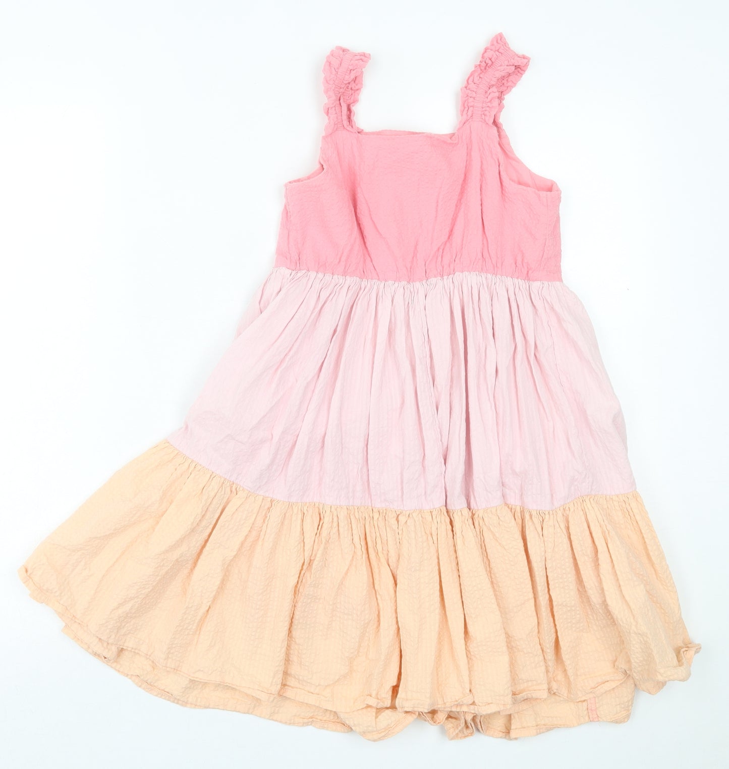 F&F Girls Pink Striped Cotton A-Line  Size 11-12 Years  Square Neck Pullover