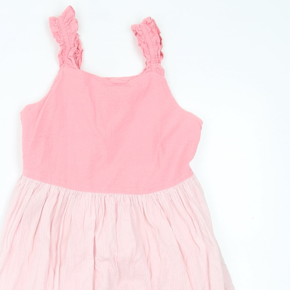 F&F Girls Pink Striped Cotton A-Line  Size 11-12 Years  Square Neck Pullover