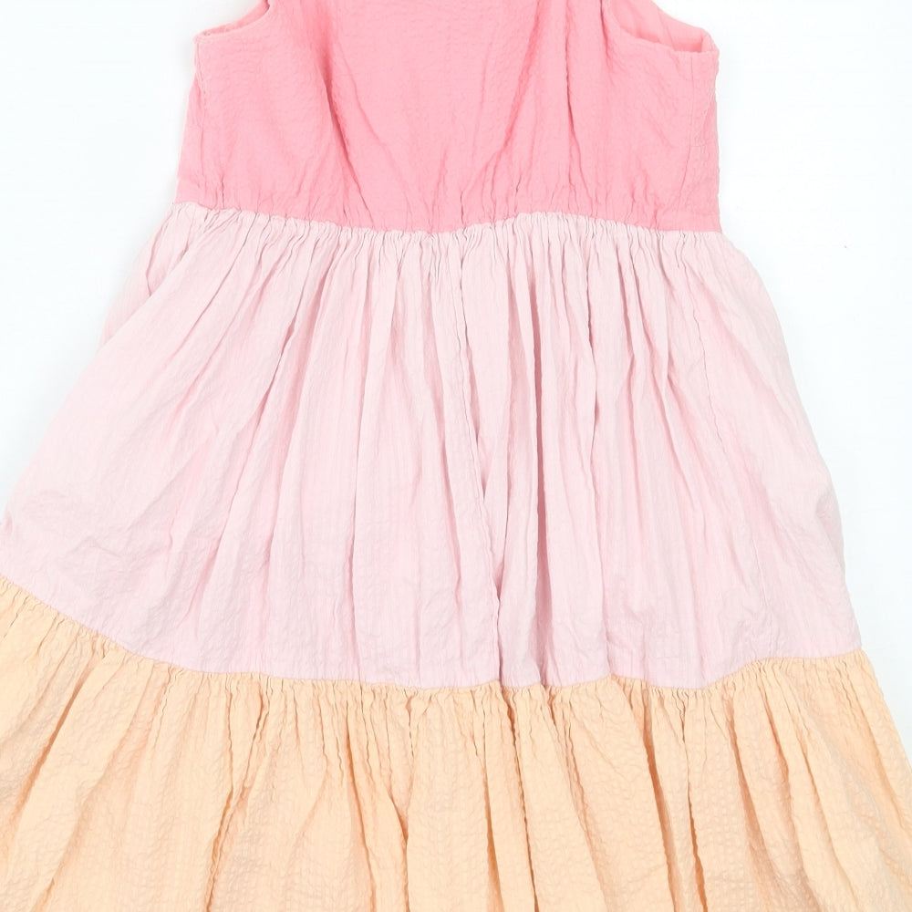 F&F Girls Pink Striped Cotton A-Line  Size 11-12 Years  Square Neck Pullover