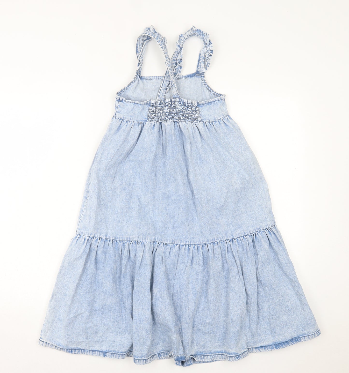 F&F Girls Blue  Cotton A-Line  Size 9-10 Years  Square Neck Pullover