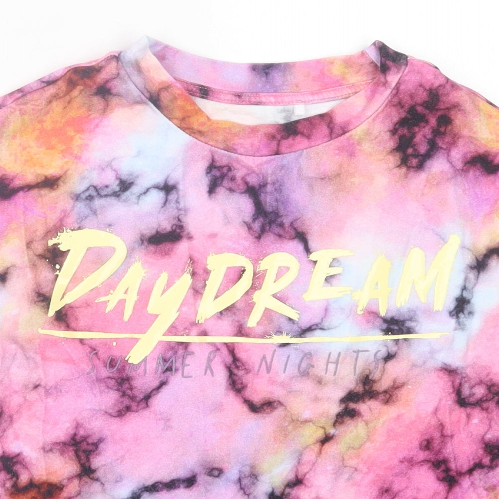 NEXT Girls Multicoloured  Cotton Basic T-Shirt Size 7 Years Crew Neck Pullover