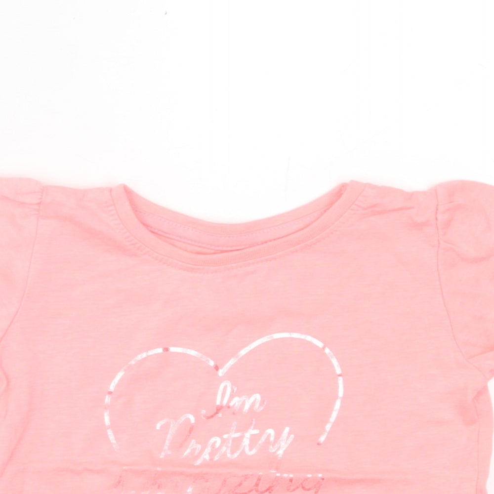 Primark Girls Pink  Polyester Basic T-Shirt Size 9-12 Months Crew Neck Pullover
