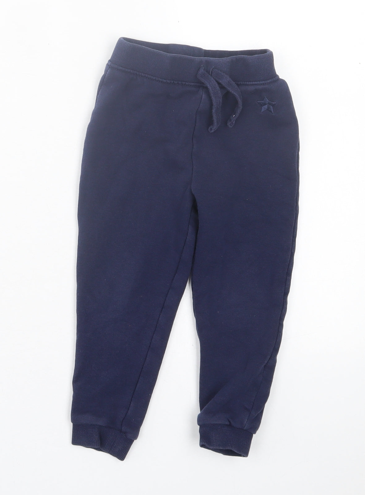 Dunnes Stores Boys Blue  Cotton Jogger Trousers Size 2-3 Years  Regular Tie