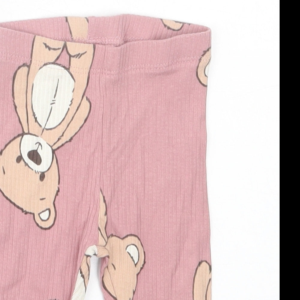 NEXT Girls Pink Geometric Cotton Capri Trousers Size 3-6 Months  Pullover