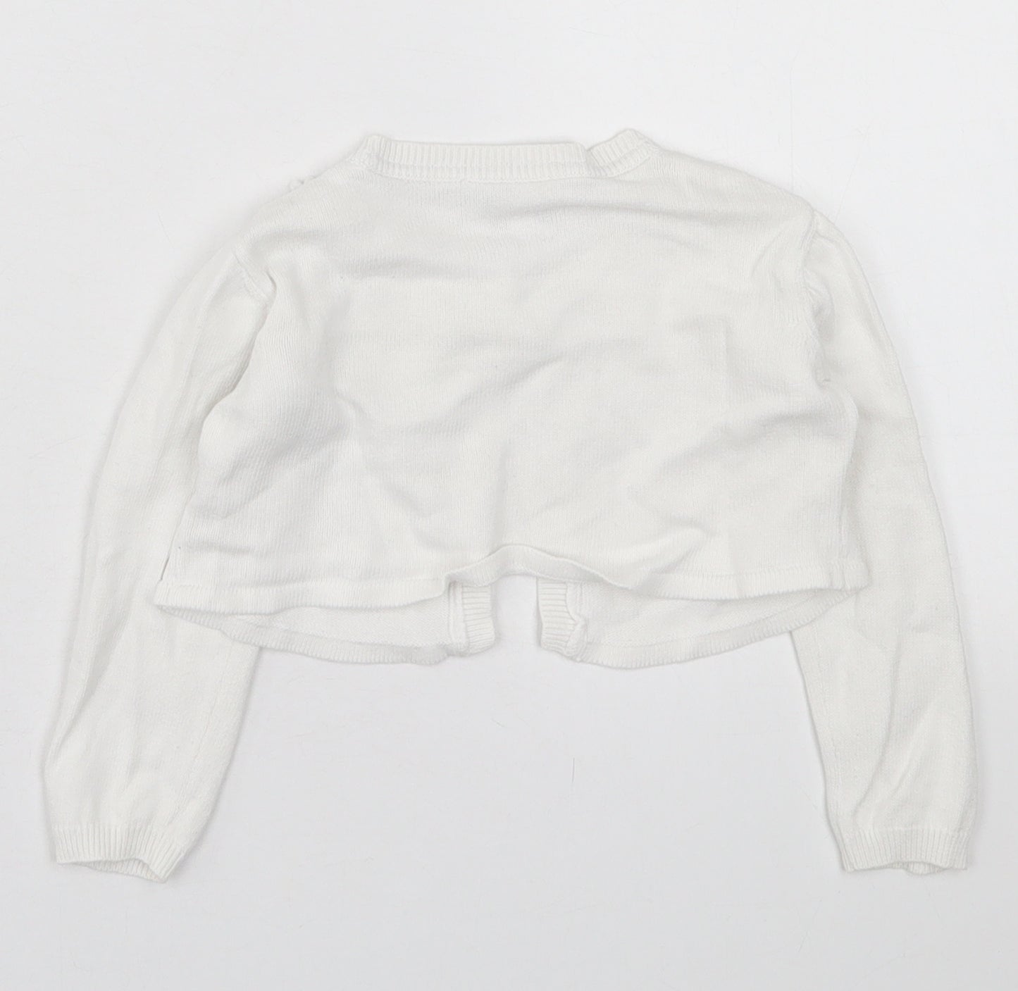 Rocha Little Rocha Girls White Floral Cotton Cardigan Jumper Size 9-12 Months  Button