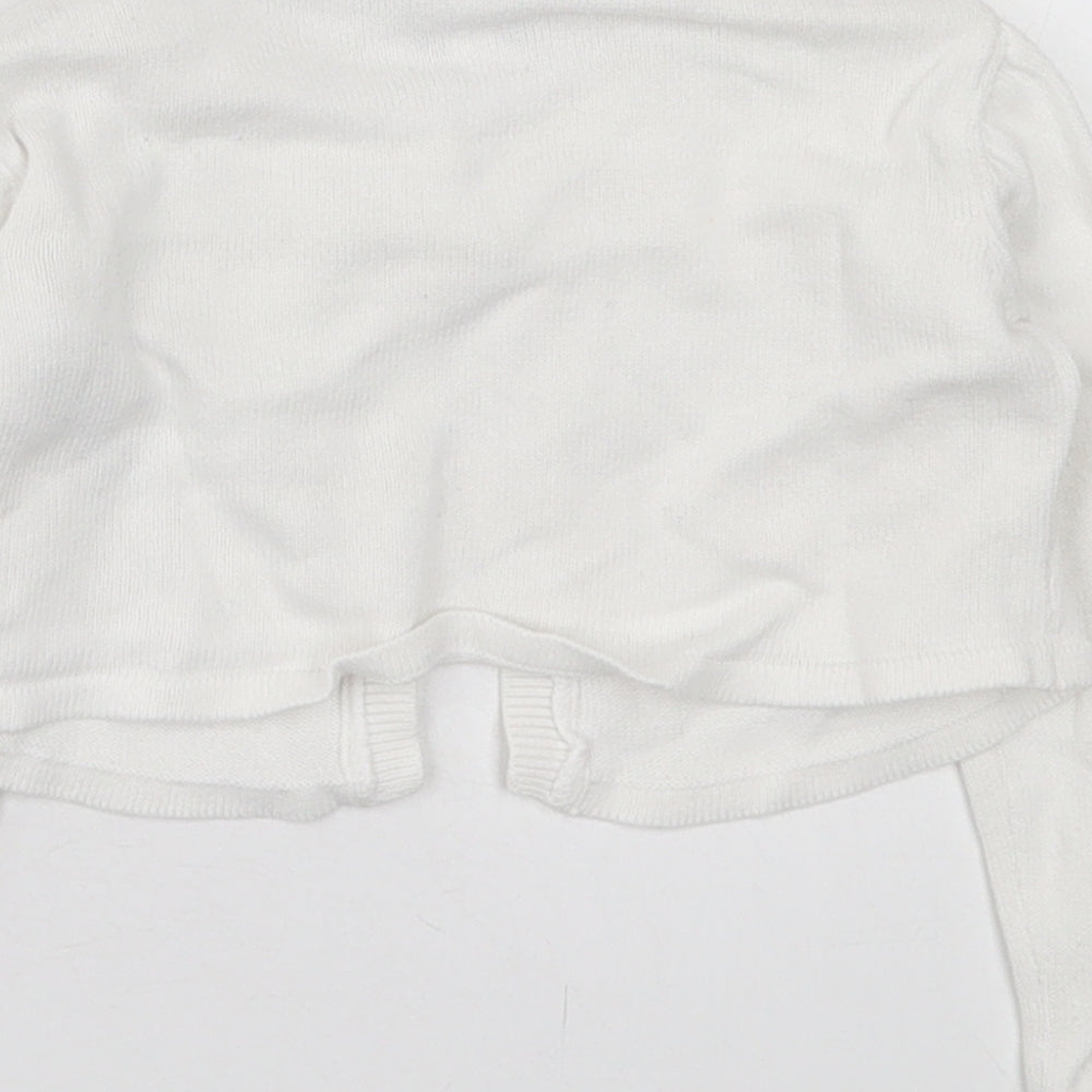 Rocha Little Rocha Girls White Floral Cotton Cardigan Jumper Size 9-12 Months  Button