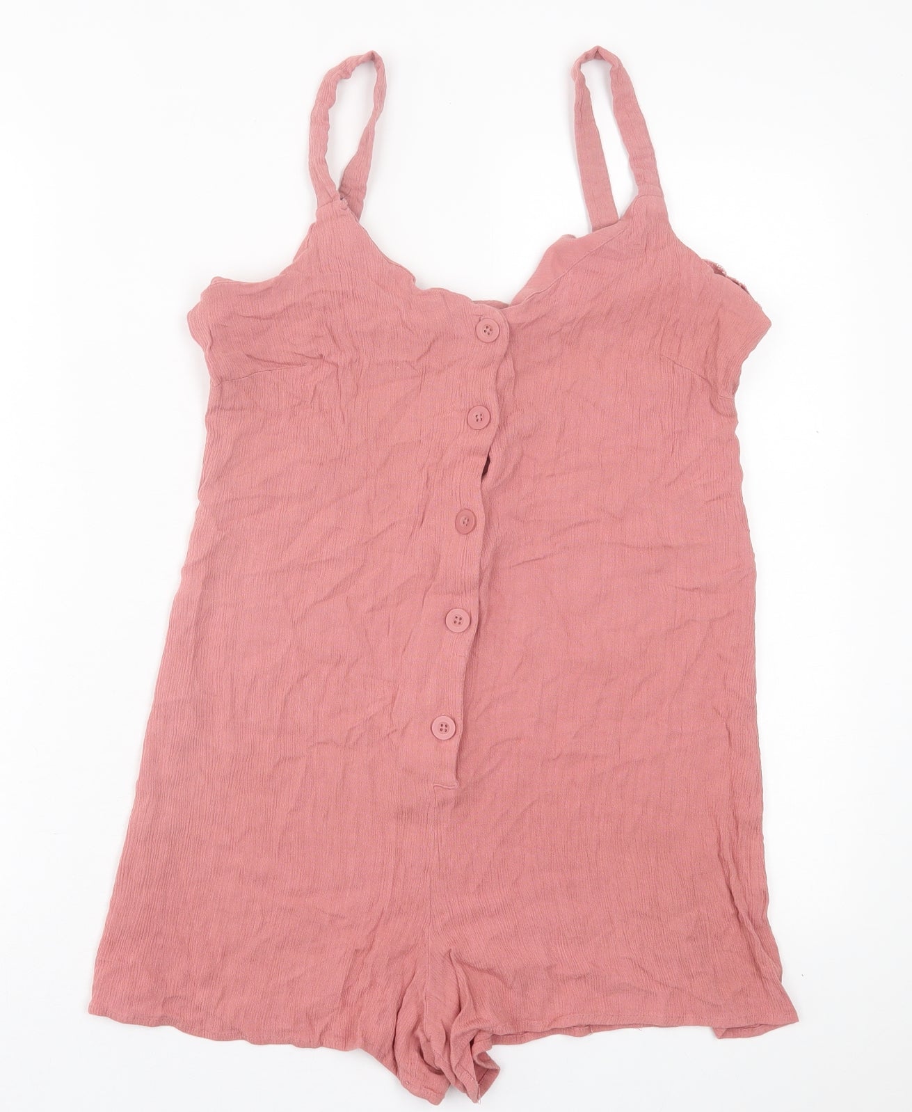 Primark Womens Pink  Polyester Playsuit One-Piece Size 12  Button