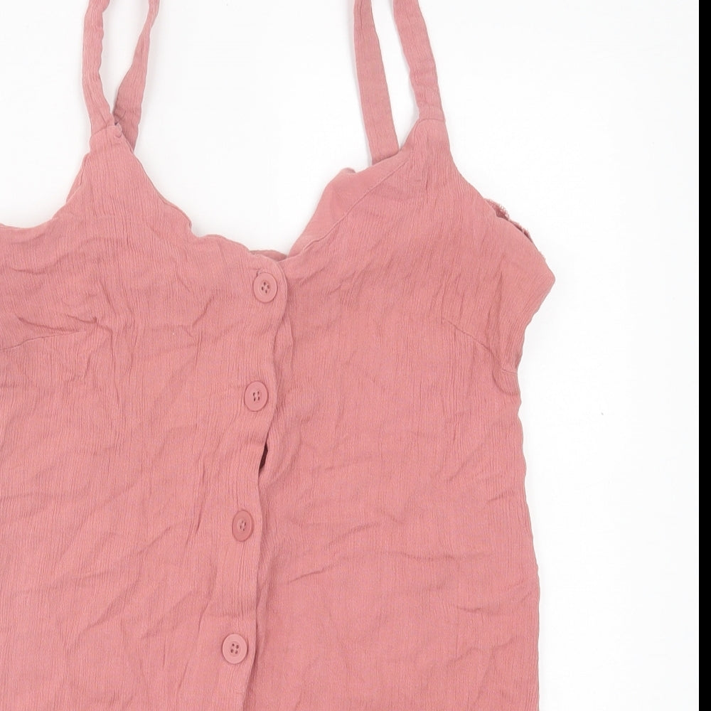 Primark Womens Pink  Polyester Playsuit One-Piece Size 12  Button