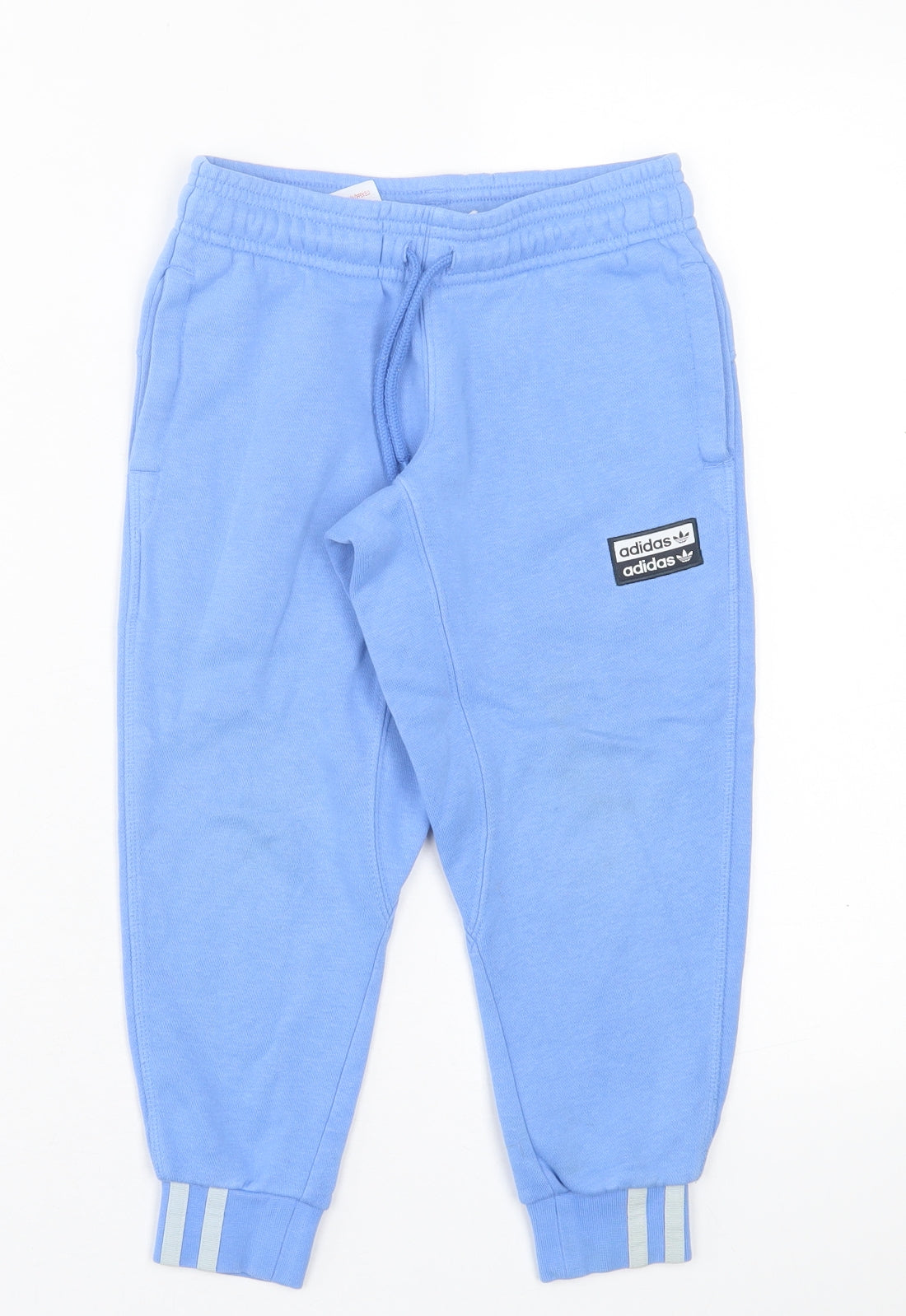 adidas Boys Blue Striped Cotton Jogger Trousers Size 4-5 Years  Regular Tie