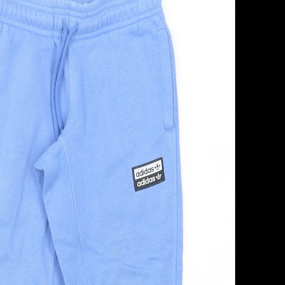 adidas Boys Blue Striped Cotton Jogger Trousers Size 4-5 Years  Regular Tie