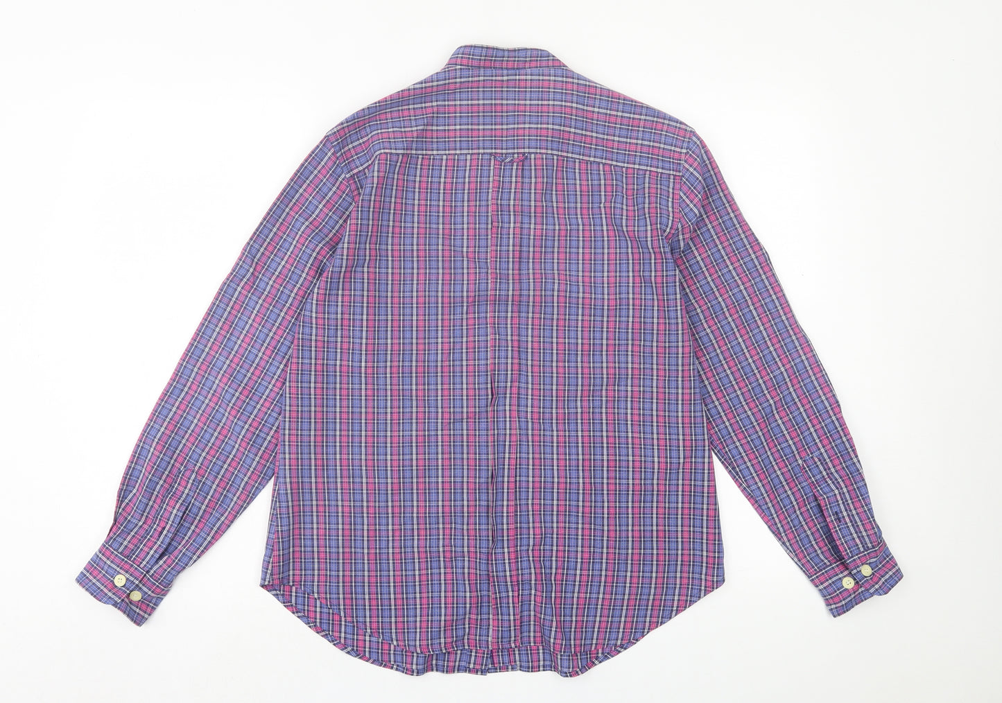 Ben Sherman Womens Purple Plaid Polyester Basic Button-Up Size 12 Crew Neck