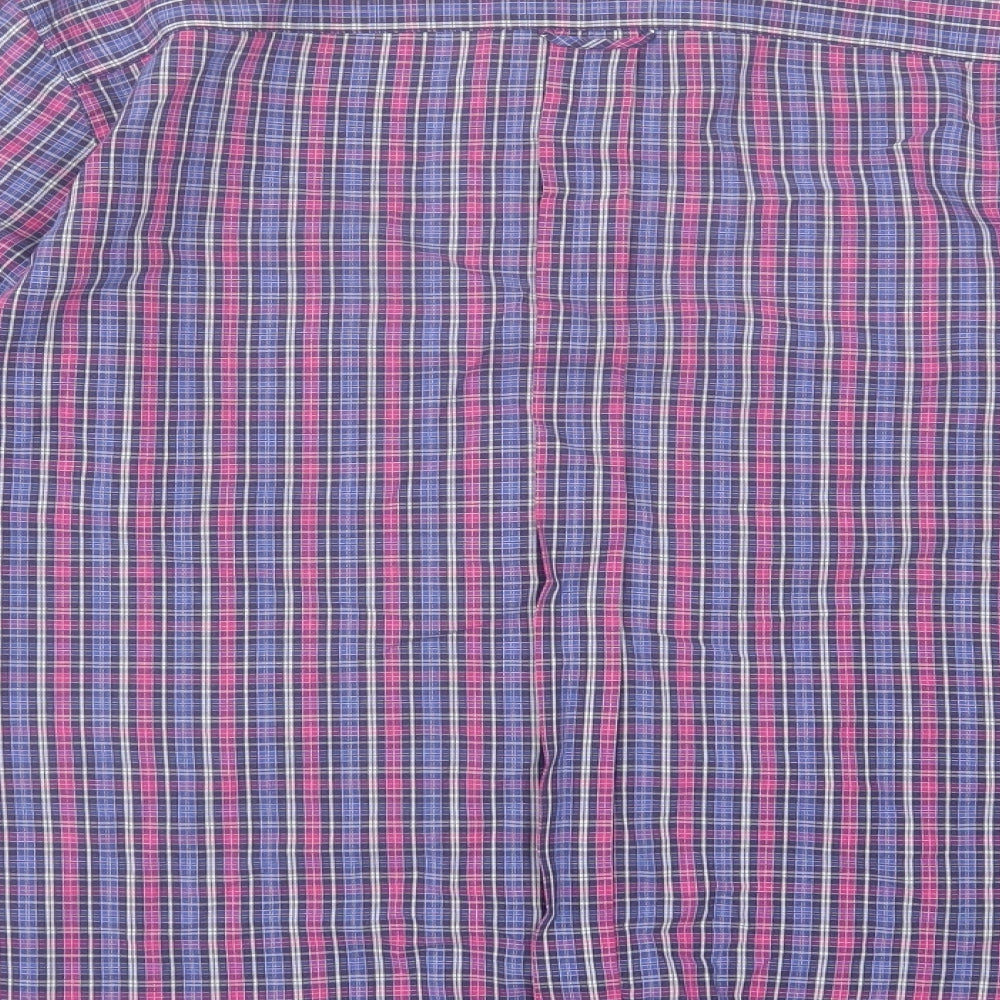 Ben Sherman Womens Purple Plaid Polyester Basic Button-Up Size 12 Crew Neck