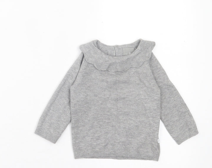 F&F Girls Grey Viscose Basic Casual Size 3-6 Months Collared Button