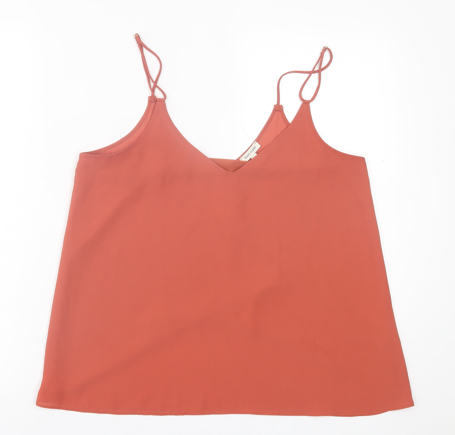 River Island Womens Orange  Polyester Basic Tank Size 12 V-Neck