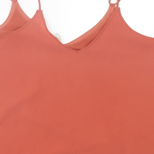 River Island Womens Orange  Polyester Basic Tank Size 12 V-Neck