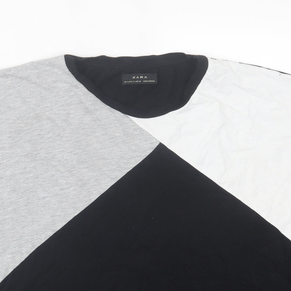 Zara Mens Multicoloured Striped Cotton  T-Shirt Size S Crew Neck
