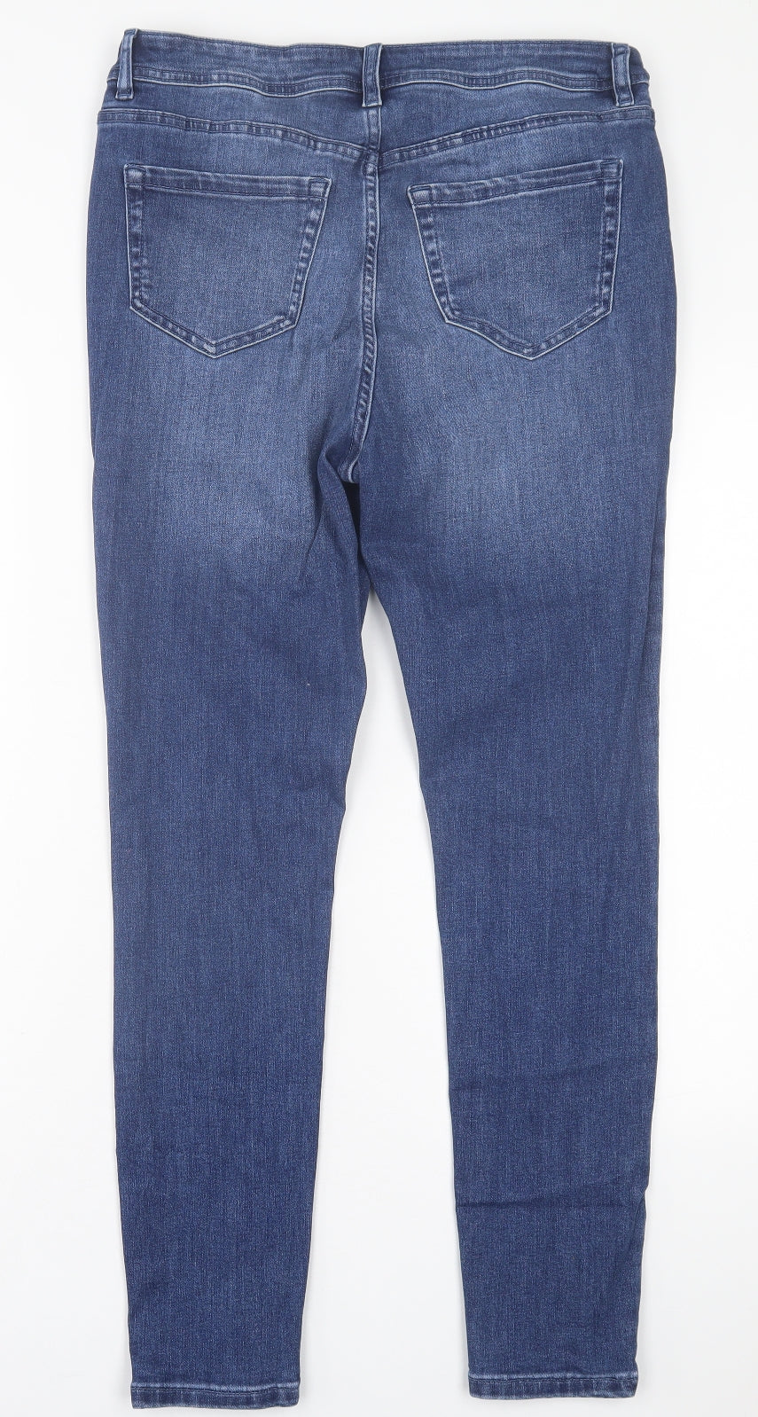 George Womens Blue  Cotton Skinny Jeans Size 14 L29 in Regular Button