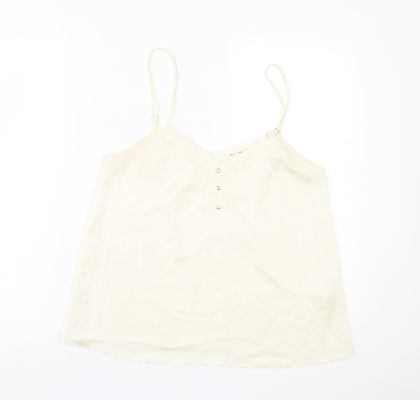 River Island Womens Ivory  Polyester Basic Tank Size 10 V-Neck