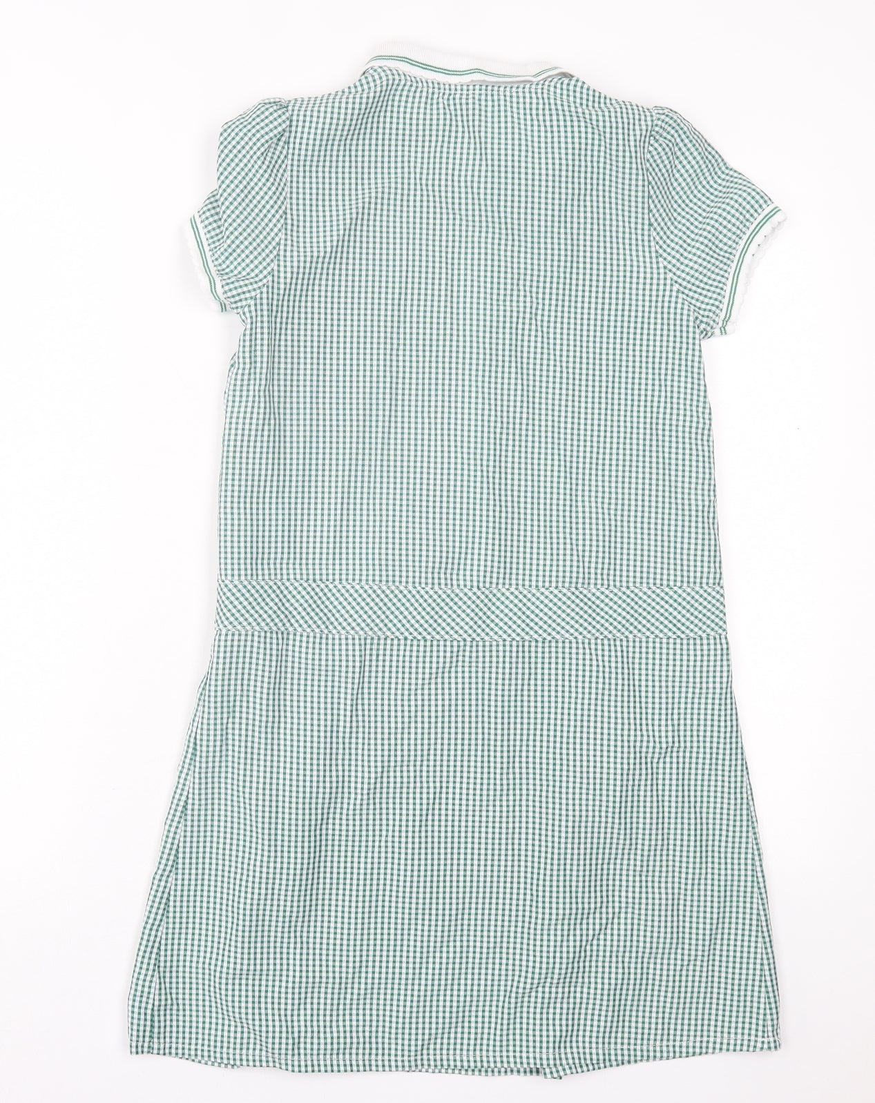 F&F Girls Green Gingham Polyester A-Line  Size 10-11 Years  Collared Zip - School Wear
