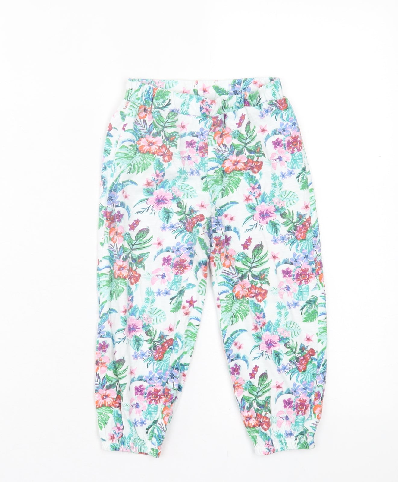 Dunnes Stores Girls Multicoloured Floral Cotton Capri Trousers Size 18-24 Months  Pullover