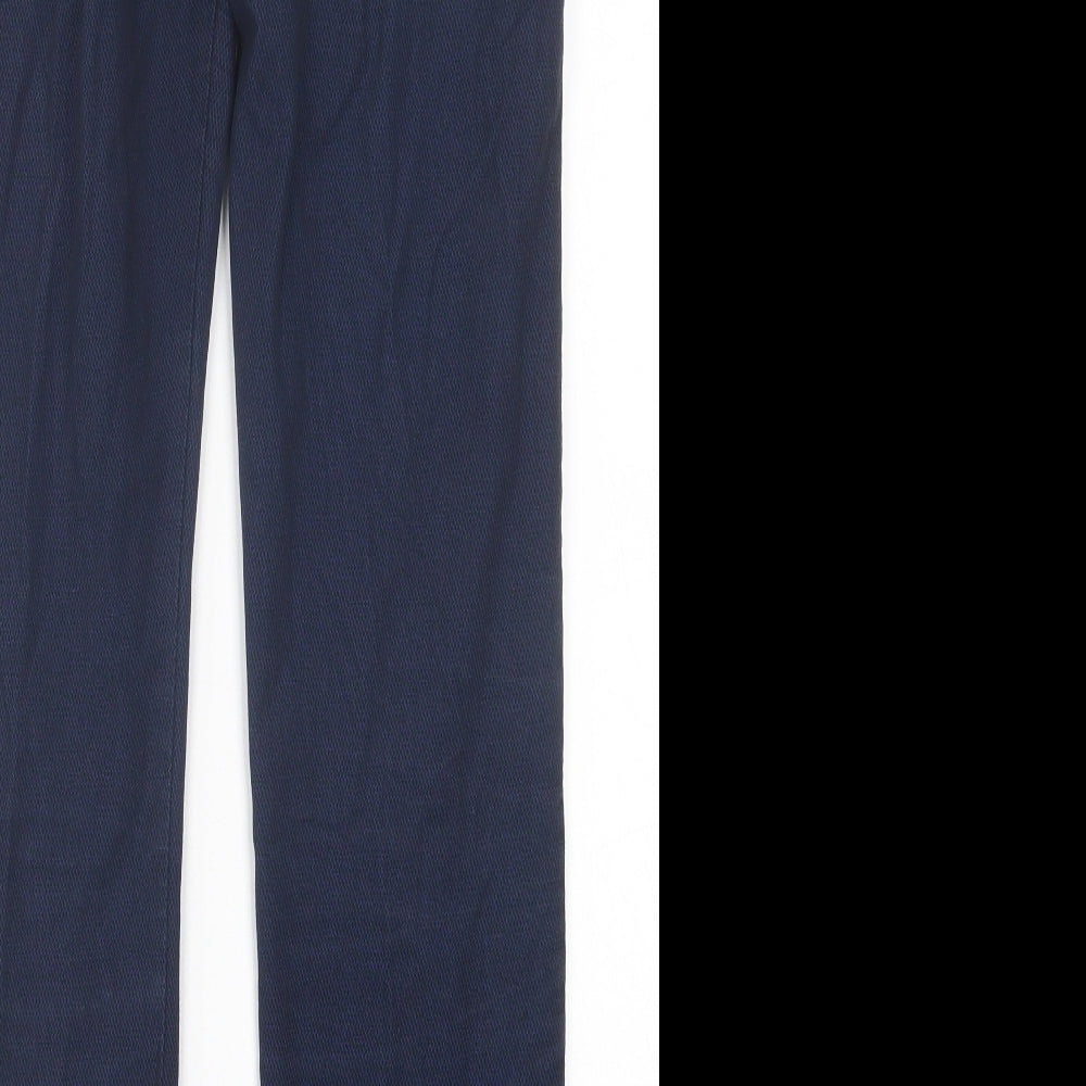 Marks and Spencer Mens Blue  Cotton Trousers  Size 30 in L31 in Slim Hook & Eye