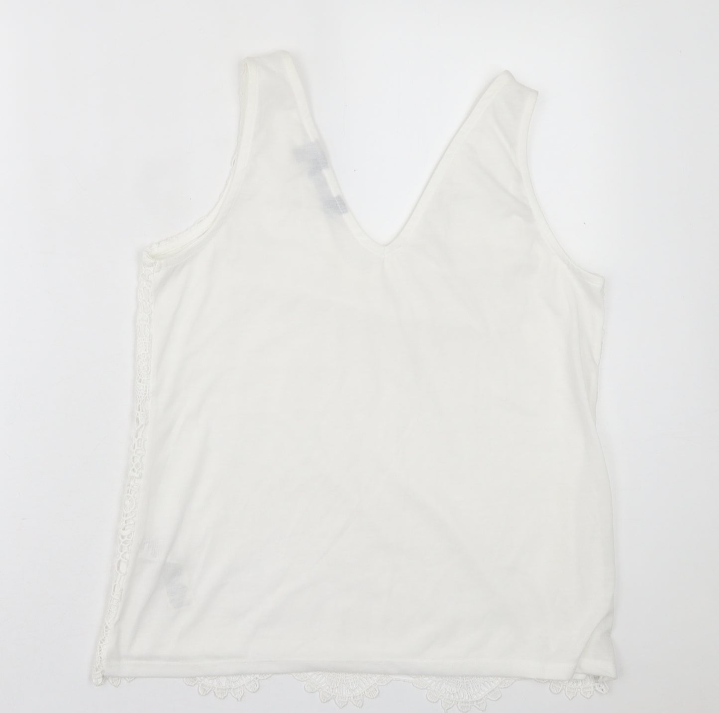Dorothy Perkins Womens White Geometric Polyester Basic Tank Size 14