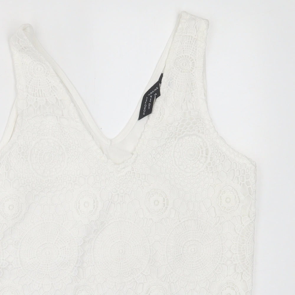 Dorothy Perkins Womens White Geometric Polyester Basic Tank Size 14