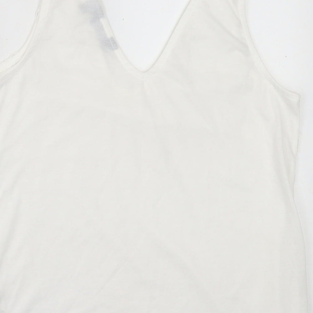 Dorothy Perkins Womens White Geometric Polyester Basic Tank Size 14