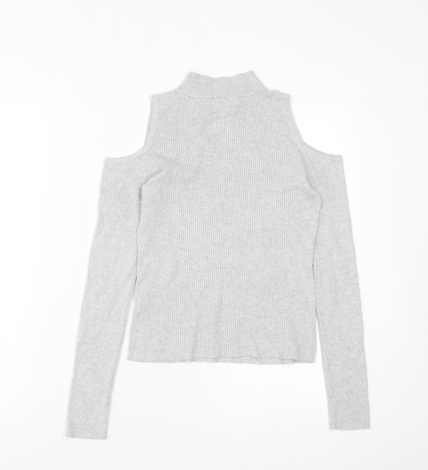 Atmosphere Womens Grey  Viscose Basic T-Shirt Size 12 High Neck - cold Shoulder
