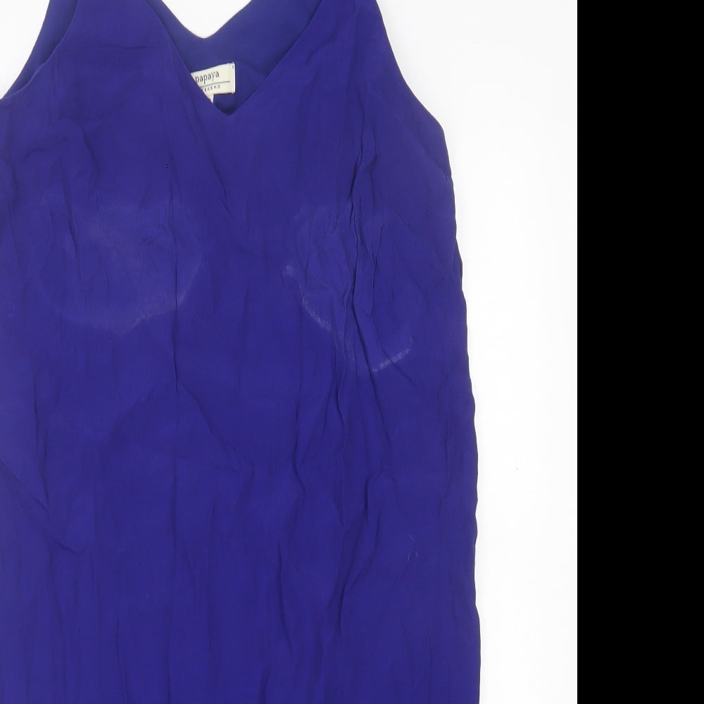 Papaya Womens Blue  Viscose A-Line  Size 12  V-Neck Pullover