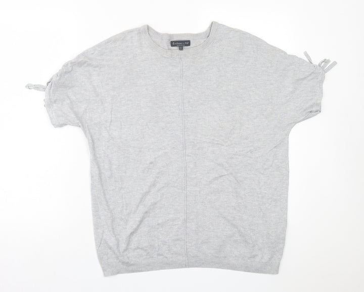 F&F Womens Grey Viscose Basic T-Shirt Size 10 Crew Neck
