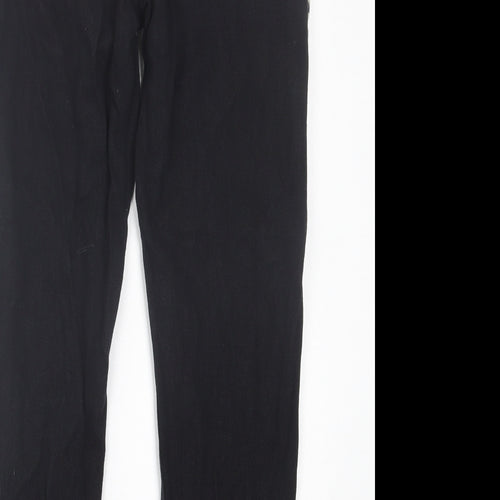 PRETTYLITTLETHING Womens Black Animal Print Cotton Straight Jeans Size 8 L27 in Regular Button
