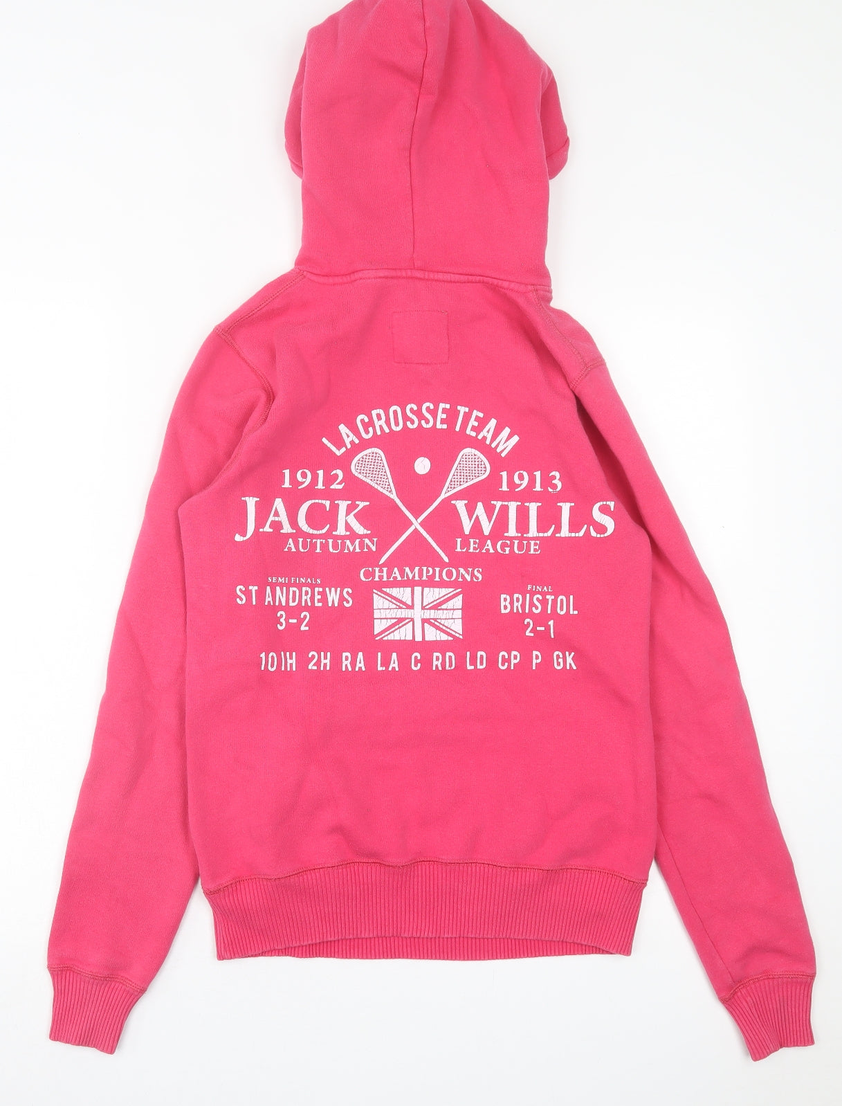 Jack Wills Womens Pink  Cotton Pullover Hoodie Size 8  Pullover