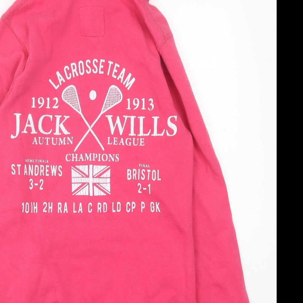 Jack Wills Womens Pink  Cotton Pullover Hoodie Size 8  Pullover