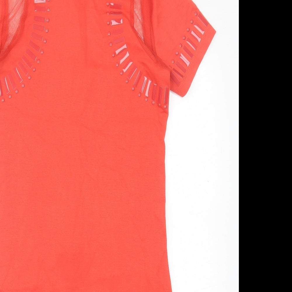 River Island Womens Orange  Polyester Bodycon  Size 12  Crew Neck Zip