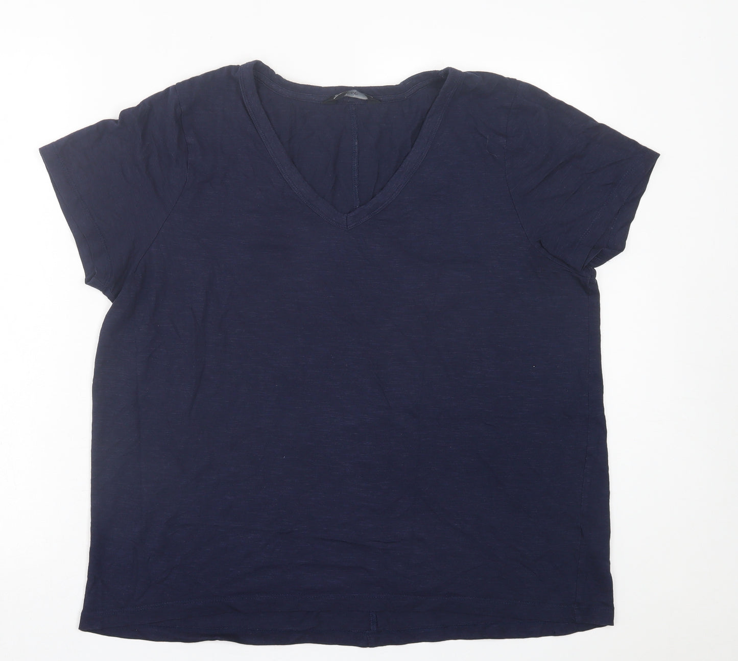 F&F Womens Blue  Cotton Basic T-Shirt Size 16 V-Neck